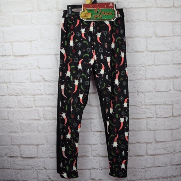 2-Pack Gnome & Black Stretch Leggings Kapion Small - Picture 2 of 7